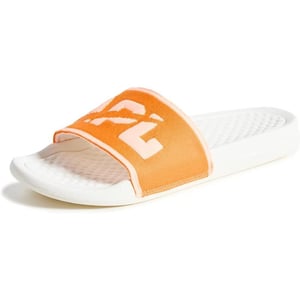 APL Athletic Propulsion Labs Womens Big Logo TechLoom SlidesIvoryOrangeNeon Peach