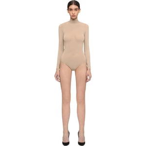 Wolford Buenos Aires String Body for Women Turtleneck Thong Back Long Sleeves Stylish Comfortable For Everyday WearCaf Au Lait