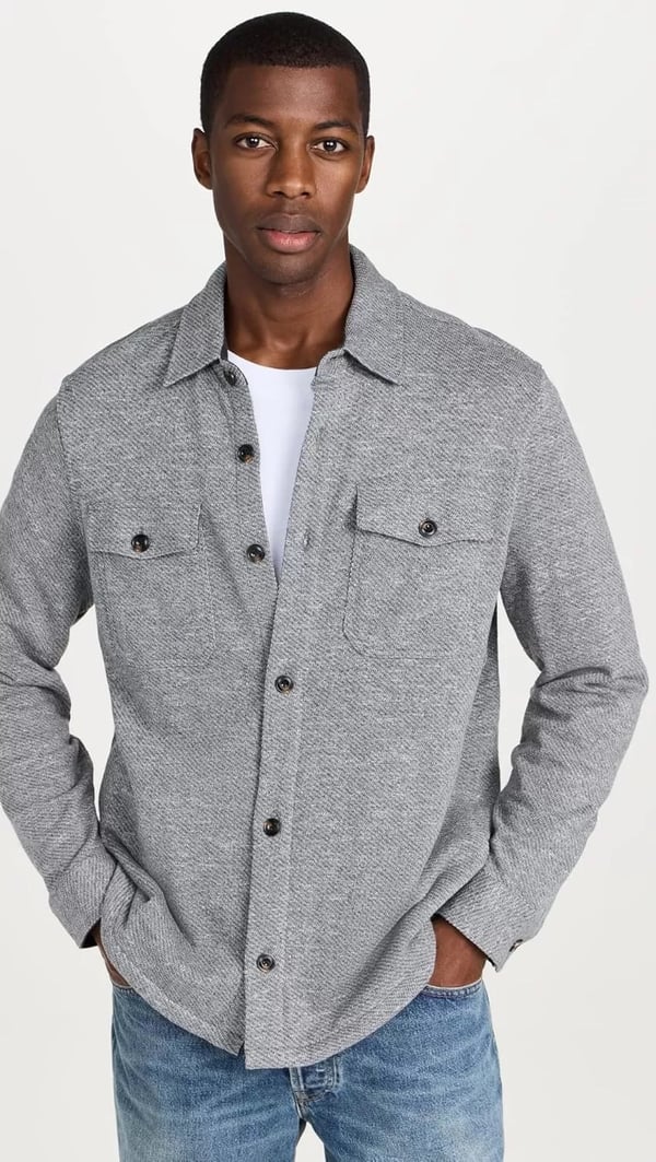 imageFaherty Mens Inlet Knit Shirt JacketMedium Grey Melange