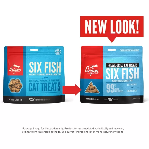 imageORIJEN Original Freeze Dried Cat Treats Grain Free Treats for Cats Raw Animal Ingredients 125ozSix Fish