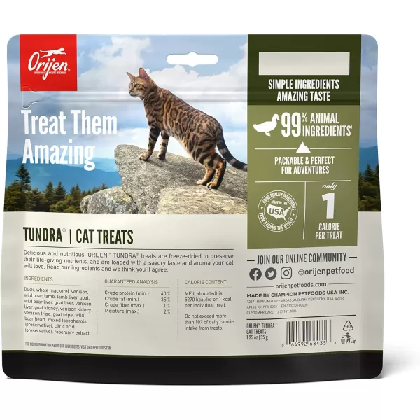 imageORIJEN Original Freeze Dried Cat Treats Grain Free Treats for Cats Raw Animal Ingredients 125ozTundra