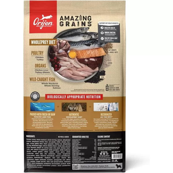 imageORIJEN Puppy Large Dry Dog Food Grain Free Dry Dog Food for Puppies Fresh or Raw Ingredients 235lbAmazing Grains Puppy 4 Pound Pack of 1