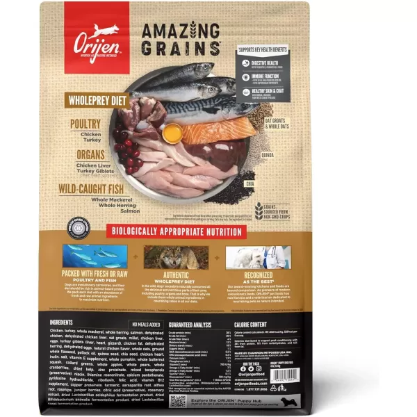 imageORIJEN Puppy Large Dry Dog Food Grain Free Dry Dog Food for Puppies Fresh or Raw Ingredients 235lbAmazing Grains Puppy 4 Pound Pack of 1