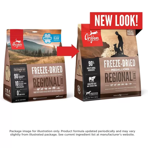 imageORIJEN REGIONAL RED Freeze Dried Medallions Dog Food amp Topper Grain Free Dog Food WholePrey Ingredients 16ozRegional Red 1 Pound Pack of 1