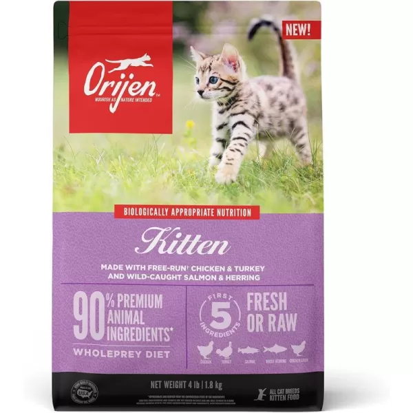 imageORIJEN Dry Kitten Food Grain Free Food for Kittens With WholePrey Ingredients 4lbORIJEN Dry Kitten Food Grain Free Food for Kittens With WholePrey Ingredients 4lb
