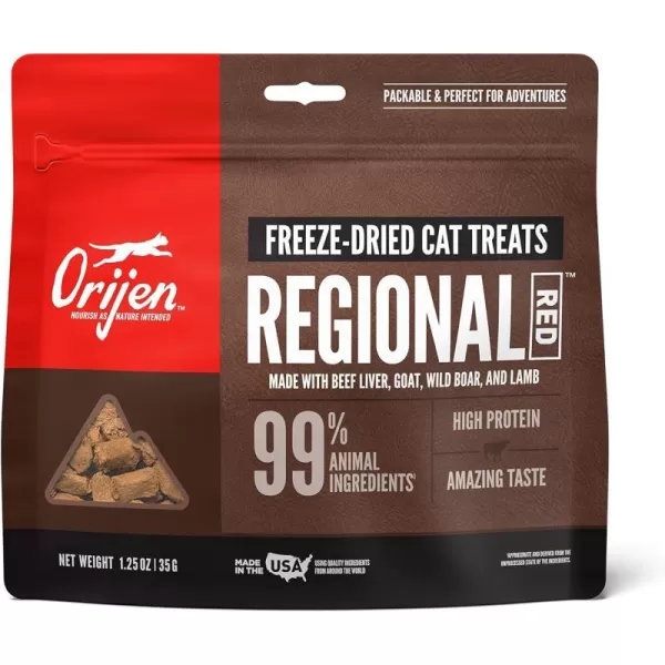 imageORIJEN Original Freeze Dried Cat Treats Grain Free Treats for Cats Raw Animal Ingredients 125ozRegional Red