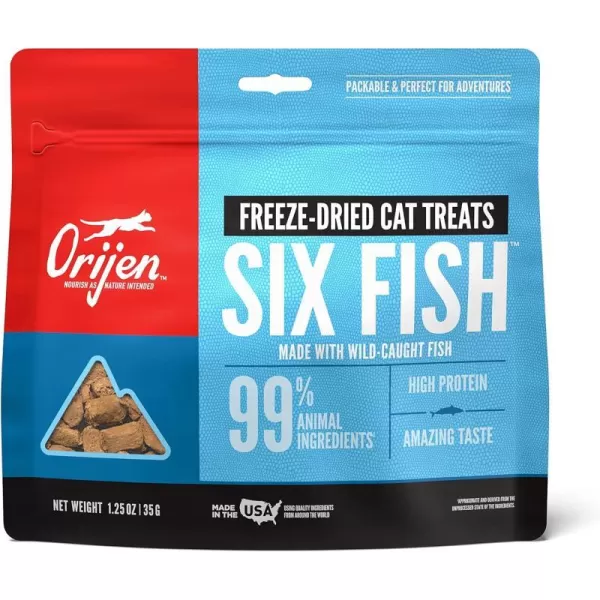imageORIJEN Original Freeze Dried Cat Treats Grain Free Treats for Cats Raw Animal Ingredients 125ozSix Fish