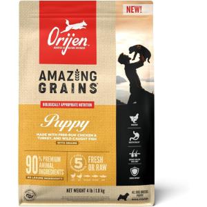 imageORIJEN Amazing Grains Six Fish Recipe Dry Dog Food High Protein Dog Food Fresh or Raw Ingredients 4lbPuppy