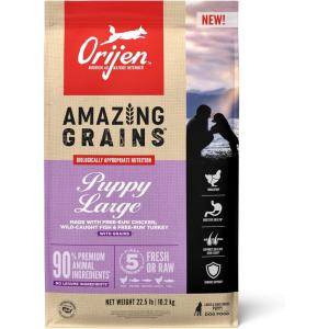 imageORIJEN Amazing Grains Six Fish Recipe Dry Dog Food High Protein Dog Food Fresh or Raw Ingredients 4lbPuppy Large