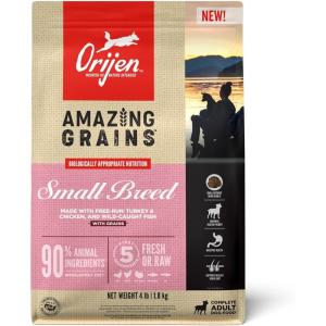 imageORIJEN Amazing Grains Six Fish Recipe Dry Dog Food High Protein Dog Food Fresh or Raw Ingredients 4lbSmall Breed