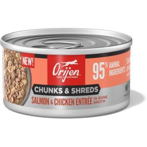 imageORIJEN Chunks ampamp Shreds Wet Cat Food Salmon ampamp Chicken Entre case of 12