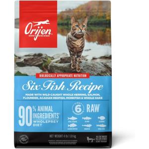 imageORIJEN Original Cat Grain Free Dry Cat Food for All Life Stages with WholePrey Ingredients 4lbSix Fish