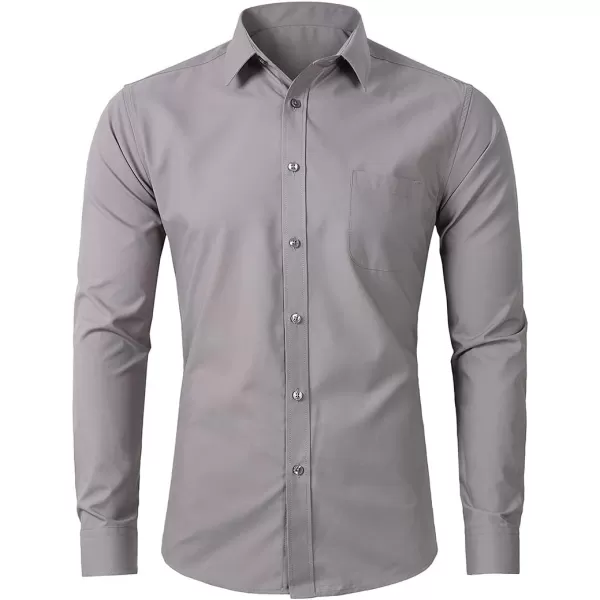 Beninos Mens Slim Fit Solid Point Collar Button Down Dress Shirt