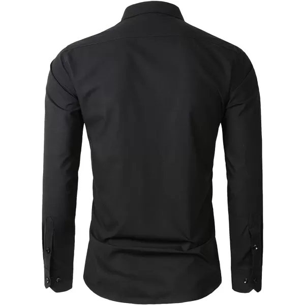 Beninos Mens Slim Fit Solid Point Collar Button Down Dress Shirt