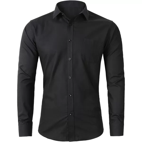 Beninos Mens Slim Fit Solid Point Collar Button Down Dress Shirt