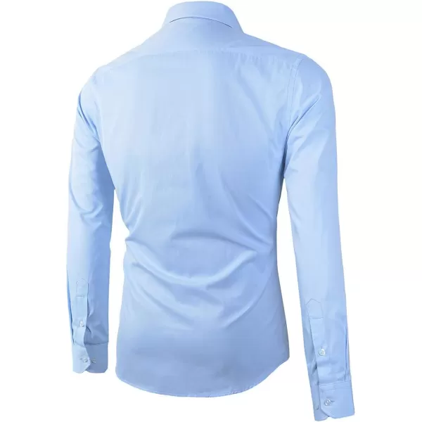 Beninos Mens Slim Fit Solid Point Collar Button Down Dress Shirt