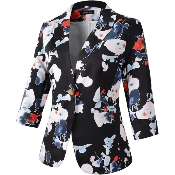Beninos Womens 3/4 Sleeve Lightweight Office Work Suit Jacket Blazer
