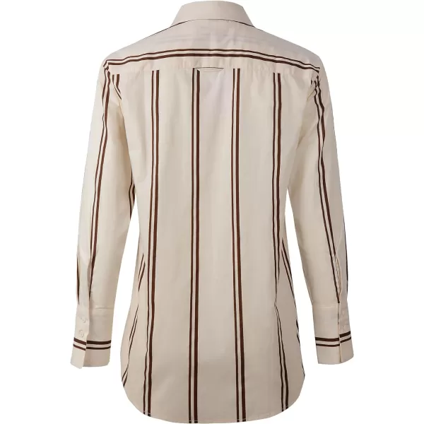 Beninos Womens Button Down Shirt Casual Long Sleeve Loose Fit Collared Work Blouse Tops