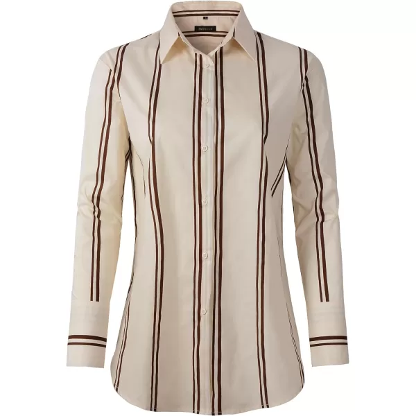 Beninos Womens Button Down Shirt Casual Long Sleeve Loose Fit Collared Work Blouse Tops