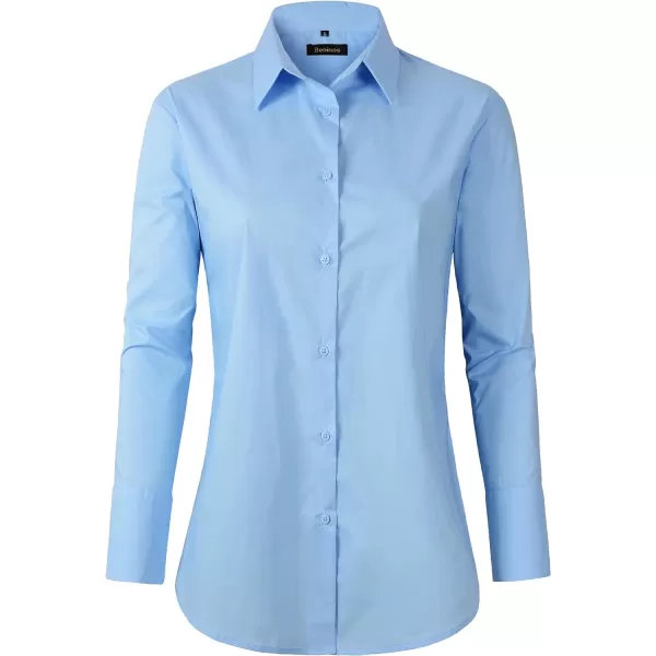 Beninos Womens Button Down Shirt Casual Long Sleeve Loose Fit Collared Work Blouse Tops