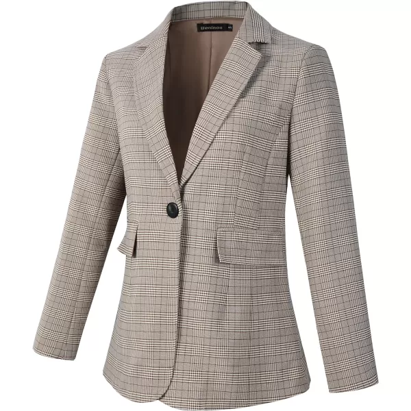 Beninos Womens Casual Blazers One Button Plaid Blazer Jacket