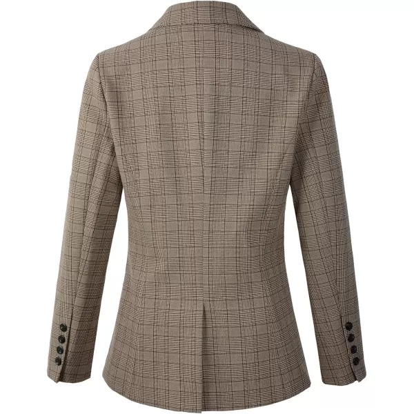 Beninos Womens Casual Blazers One Button Plaid Blazer Jacket