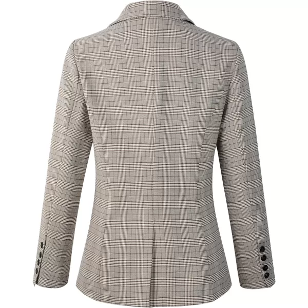 Beninos Womens Casual Blazers One Button Plaid Blazer Jacket