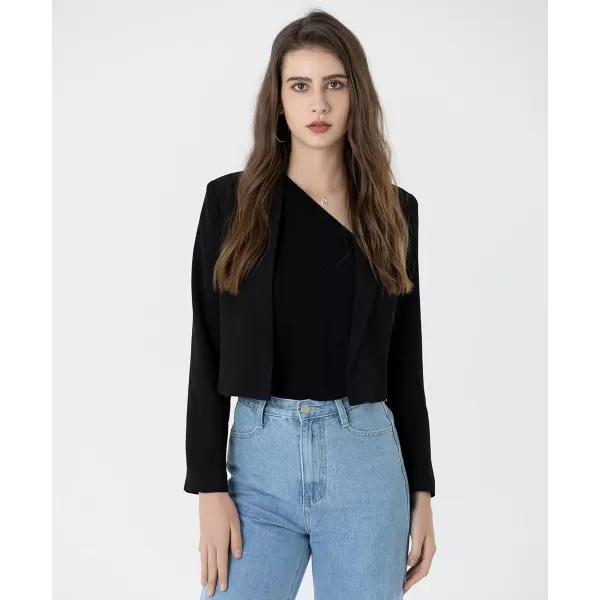 Beninos Womens Casual Blazers Open Front Crop Blazer Jacket