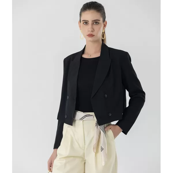 Beninos Women's Double Breasted Crop Blazer Jackets