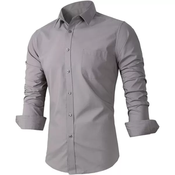 Beninos Mens Slim Fit Solid Point Collar Button Down Dress Shirt