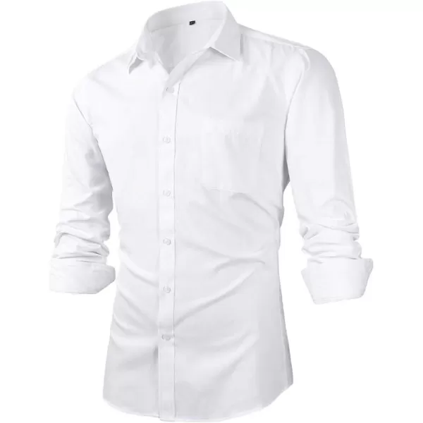 Beninos Mens Slim Fit Solid Point Collar Button Down Dress Shirt