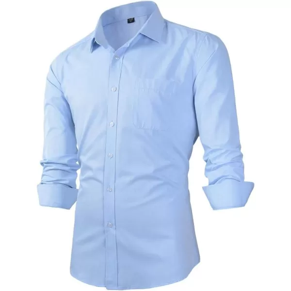 Beninos Mens Slim Fit Solid Point Collar Button Down Dress Shirt