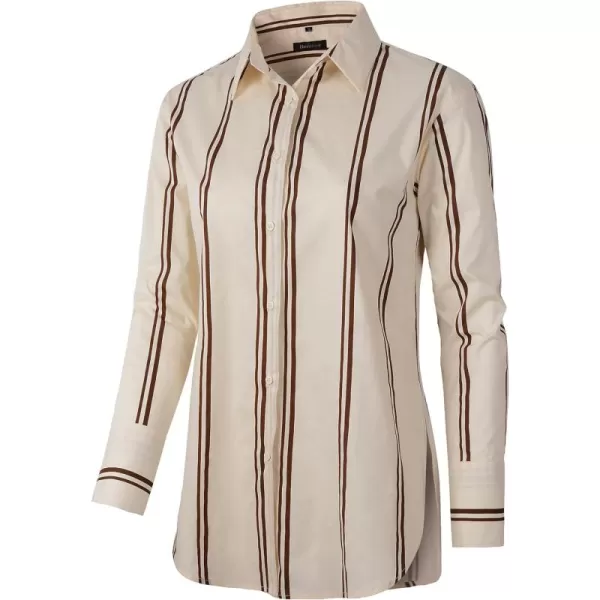 Beninos Womens Button Down Shirt Casual Long Sleeve Loose Fit Collared Work Blouse Tops