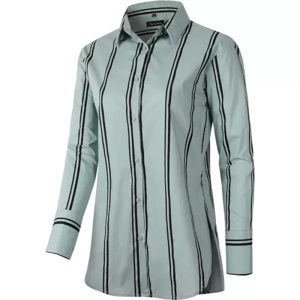 Beninos Womens Button Down Shirt Casual Long Sleeve Loose Fit Collared Work Blouse Tops
