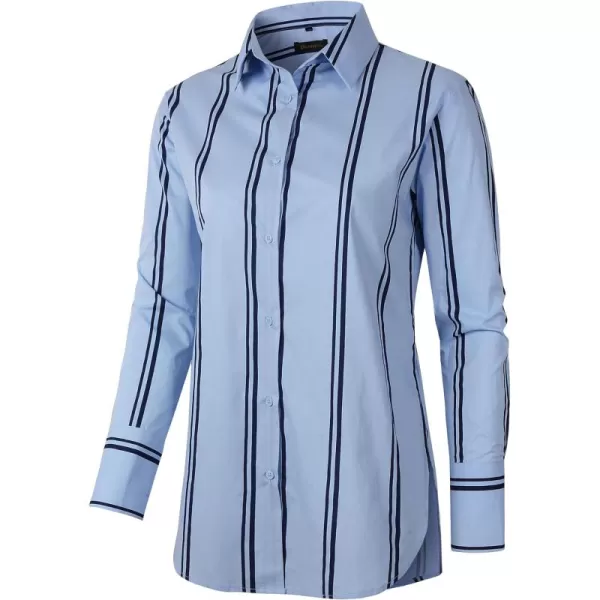 Beninos Womens Button Down Shirt Casual Long Sleeve Loose Fit Collared Work Blouse Tops
