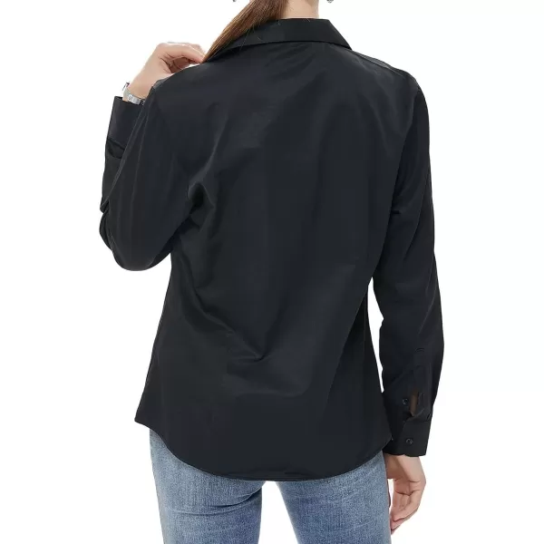 Beninos Long Sleeve V Neck Office Formal Casual Button Down Shirt Blouse for Women Fit 