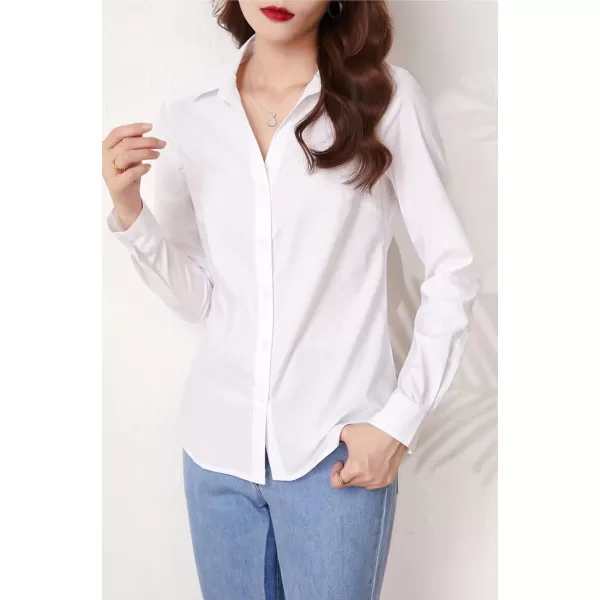 Beninos Long Sleeve V Neck Office Formal Casual Button Down Shirt Blouse for Women Fit 