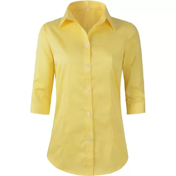 Beninos Women's 3/4 Sleeve Formal Work Wear White Button Down Shirt