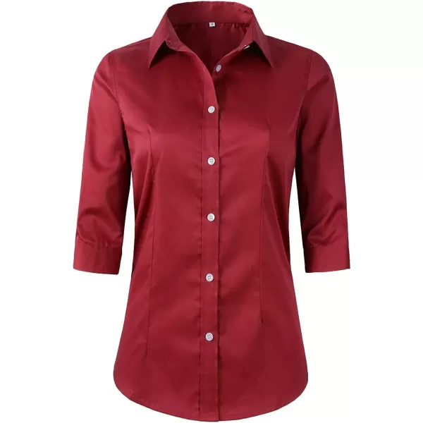 Beninos Women's 3/4 Sleeve Formal Work Wear White Button Down Shirt