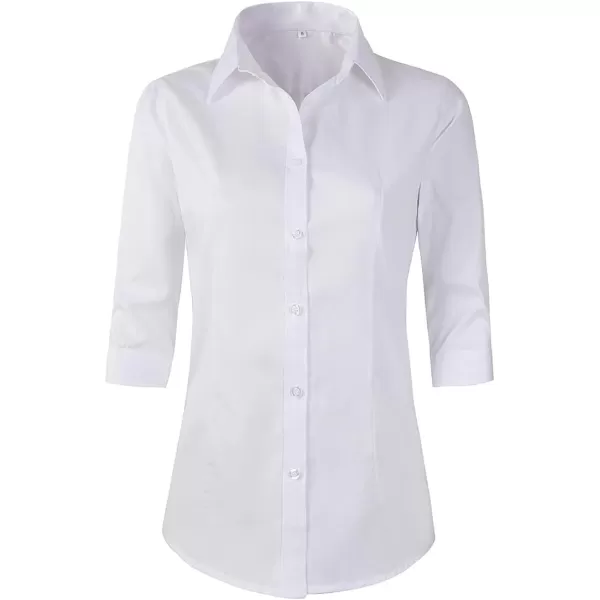 Beninos Women's 3/4 Sleeve Formal Work Wear White Button Down Shirt