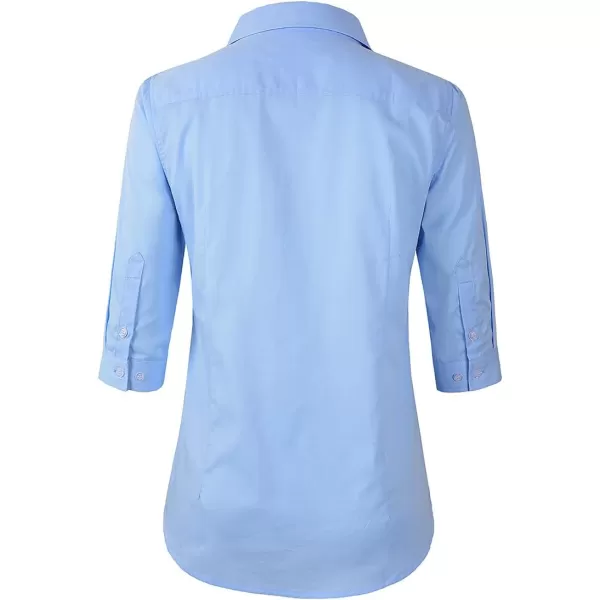 Beninos Women's 3/4 Sleeve Formal Work Wear White Button Down Shirt