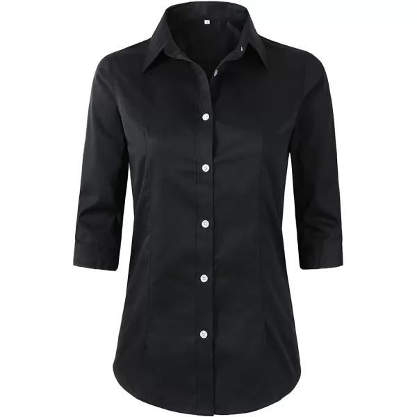 Beninos Women's 3/4 Sleeve Formal Work Wear White Button Down Shirt