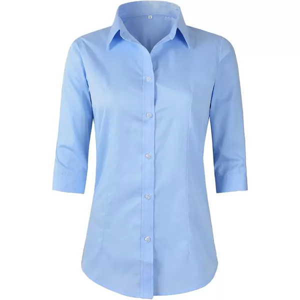 Beninos Women's 3/4 Sleeve Formal Work Wear White Button Down Shirt