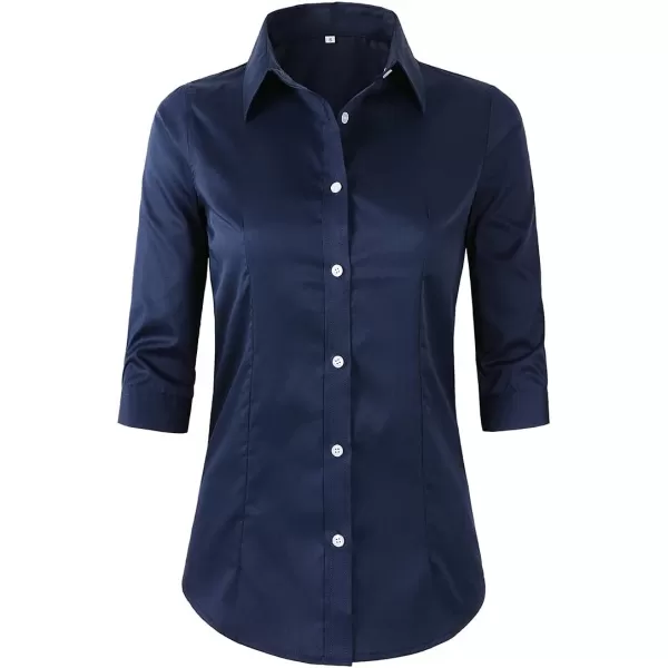 Beninos Women's 3/4 Sleeve Formal Work Wear White Button Down Shirt
