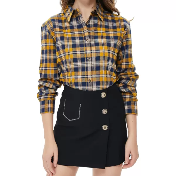 Beninos Women's Flannel Plaid Button Down Shirt Casual Blouses