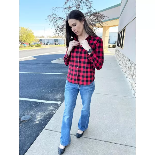 Beninos Women's Flannel Plaid Button Down Shirt Casual Blouses