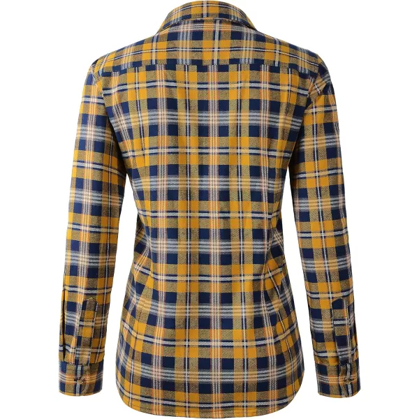 Beninos Women's Flannel Plaid Button Down Shirt Casual Blouses