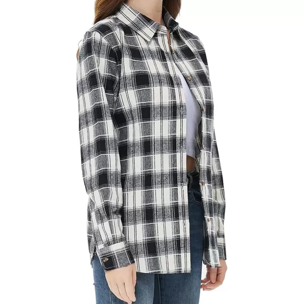 Beninos Women's Flannel Plaid Button Down Shirt Casual Blouses