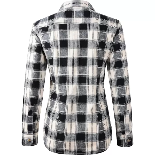 Beninos Women's Flannel Plaid Button Down Shirt Casual Blouses