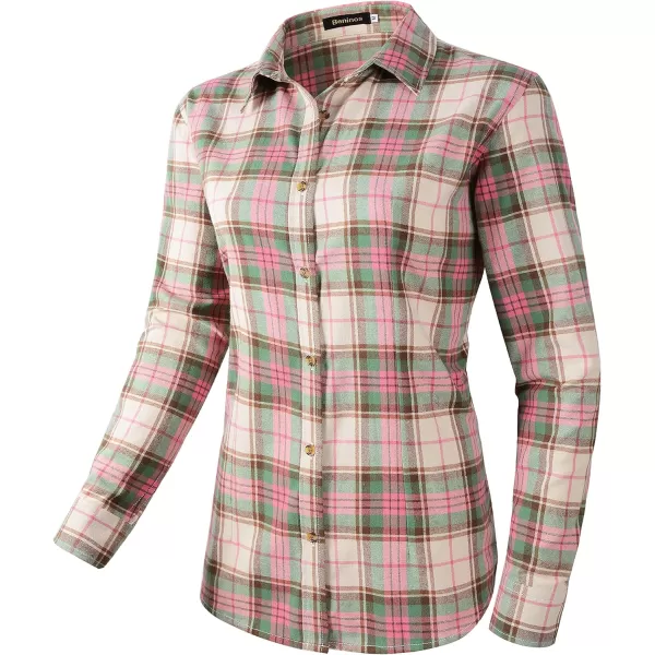 Beninos Women's Flannel Plaid Button Down Shirt Casual Blouses